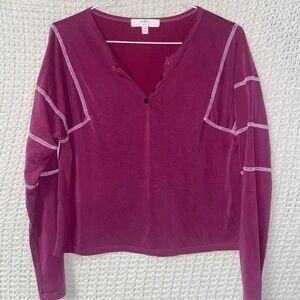 Moa Moa Girls Reverse Stitch Magenta Henley Top Girls XL NEVER WORN